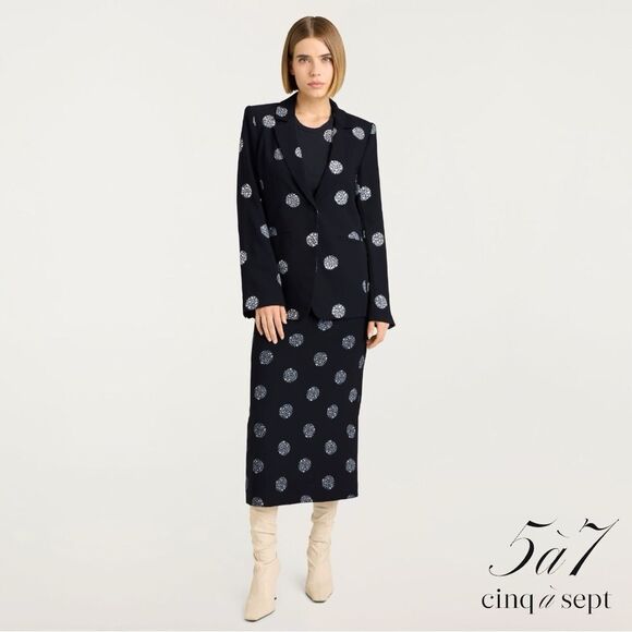 Cinq à Sept **NWT** Crystal Dot 'Karlie' Blazer in Black with Silver Rhinestones - Picture 12 of 16